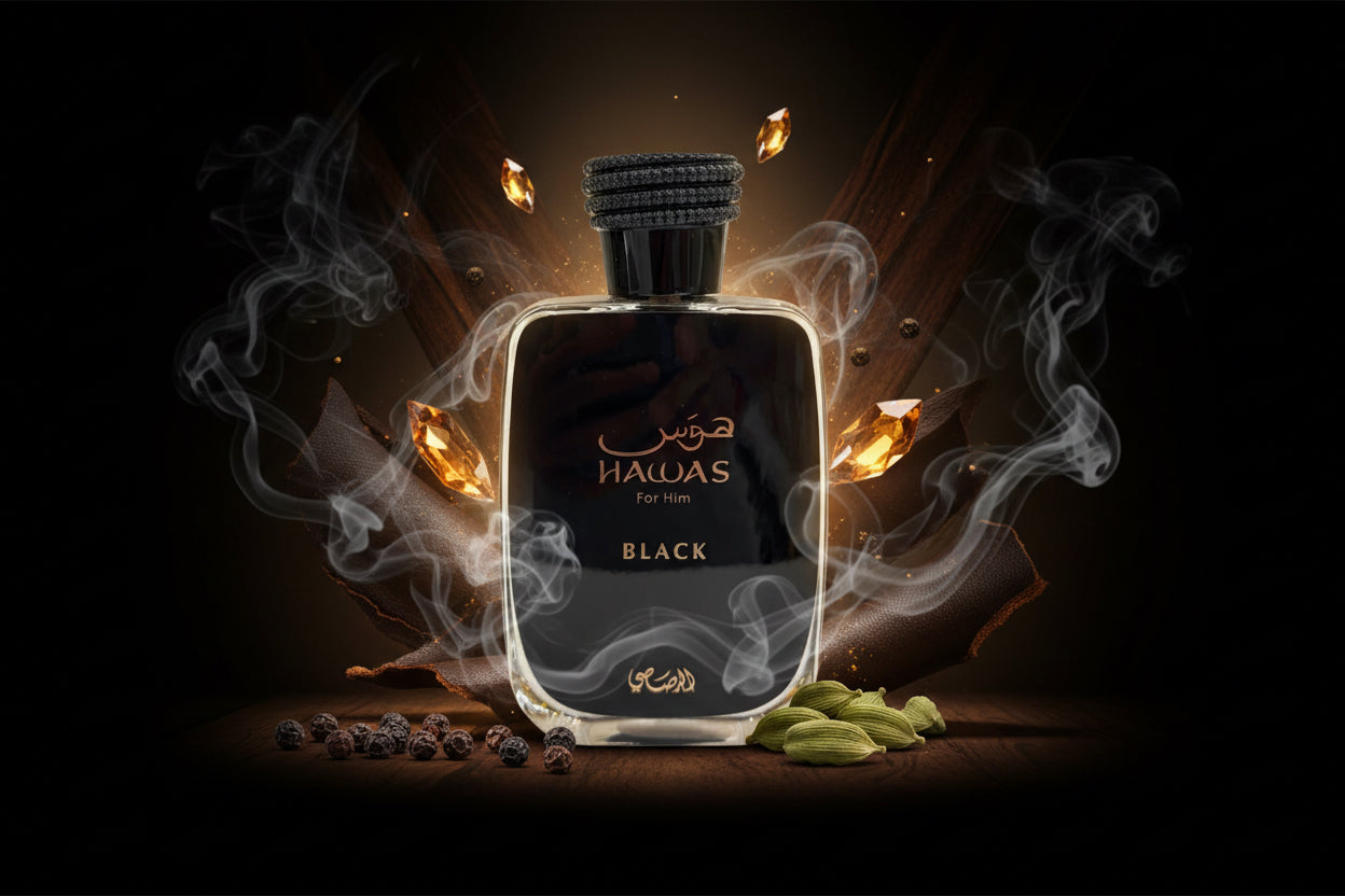 Rasasi Hawas black for men $34.99